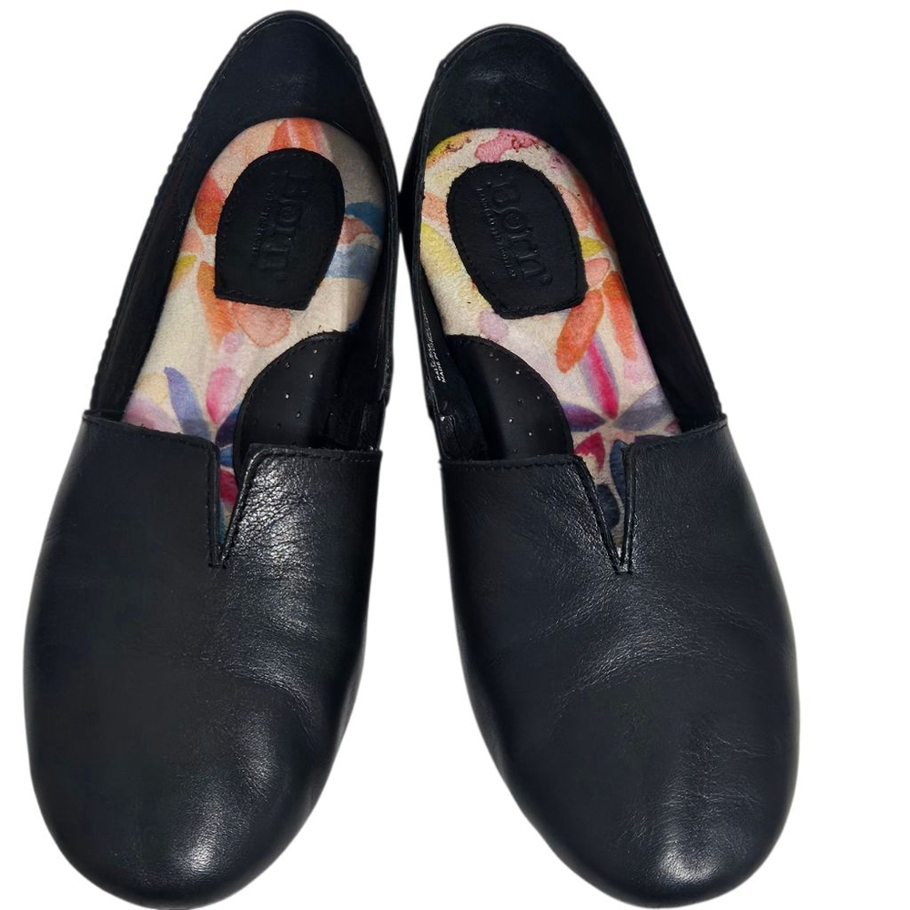 Black Women's Slip-On Leather Loafers